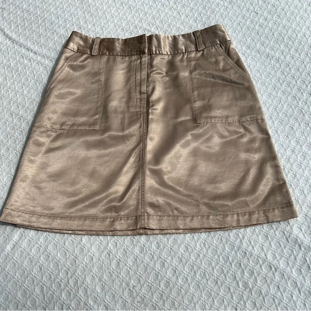 CALVIN KLEIN GOLD METALLIC MINI SKIRT - Picture 6 of 8